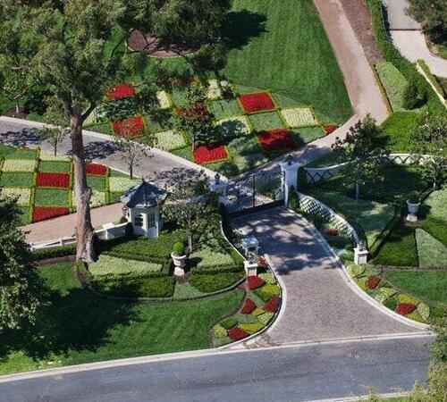 Beautiful aerial view of landscaping design in Beverly Hills, CA